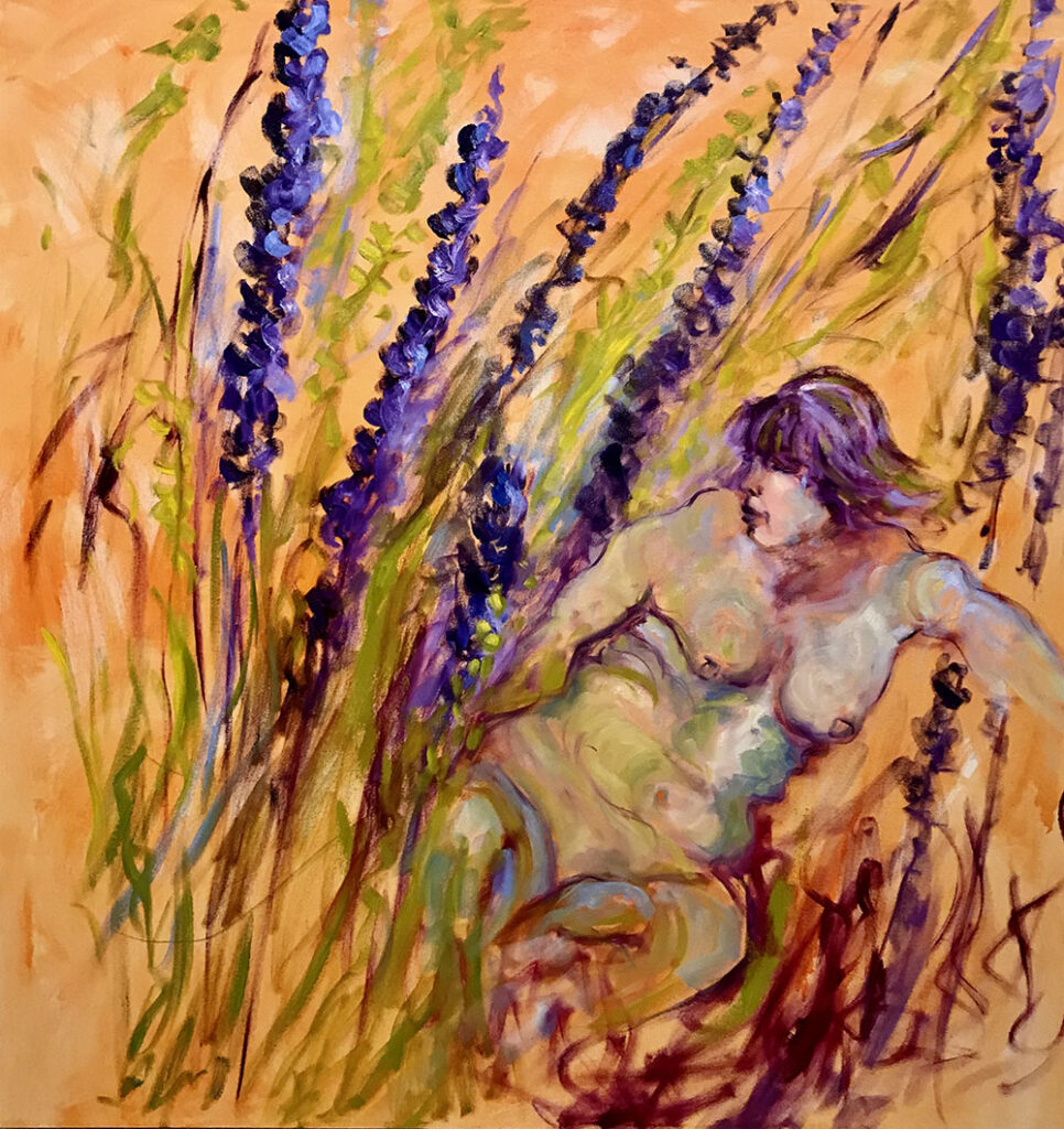 Better Nudes in Gardens by Susan Falk | Oil on canvas 48"x48"