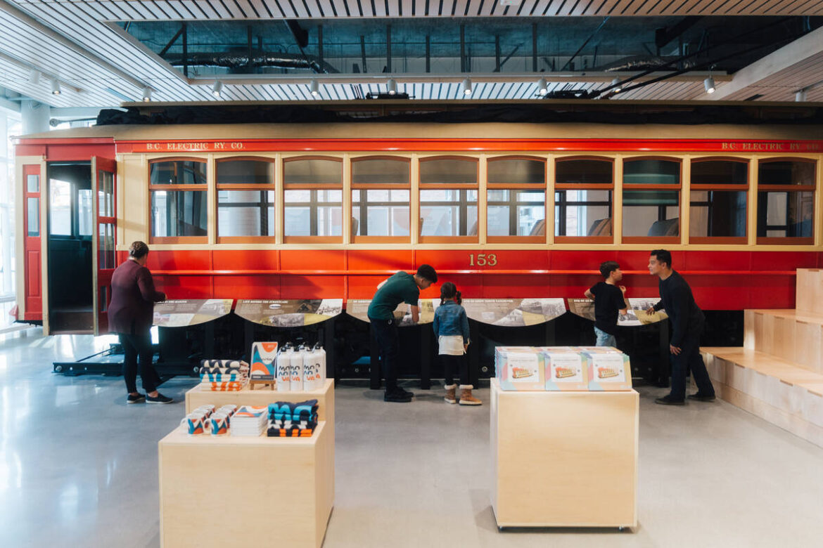 A family enjoying a train car exhibit at MONOVA – Museum of North Vancouver. Win a North Shore Culture Getaway!